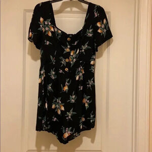 All in Favor Lemon Print Button Front Romper